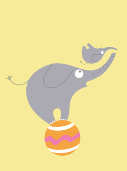 baby-big and little elephant on ball