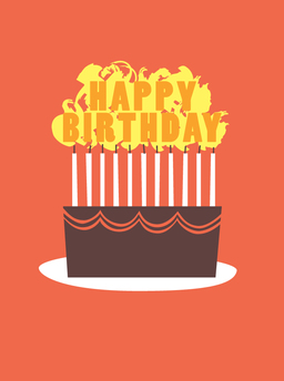 bday-blazing cake
