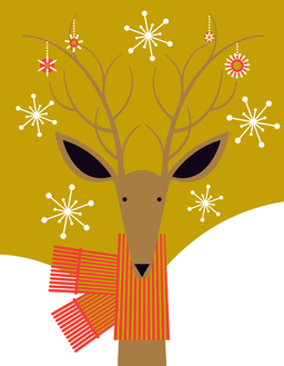 xmas-snowy deer with scarf