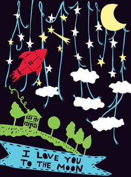 bday-moon and rocket