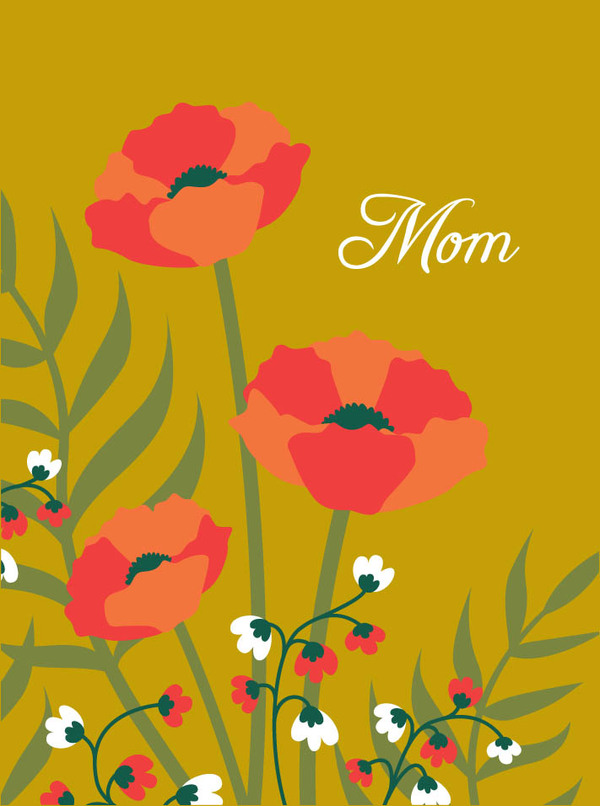 mothr-poppies on metallic gold