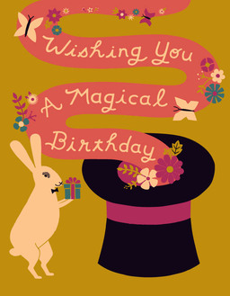 bday-magical top hat bunny on metallic