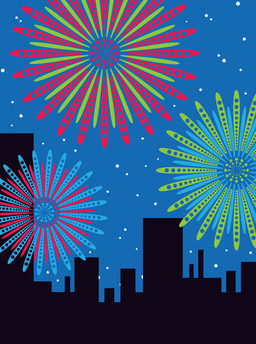 nyear-fireworks over city