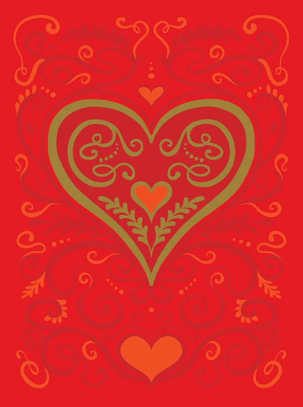 val-fancy filigree heart with gold detail